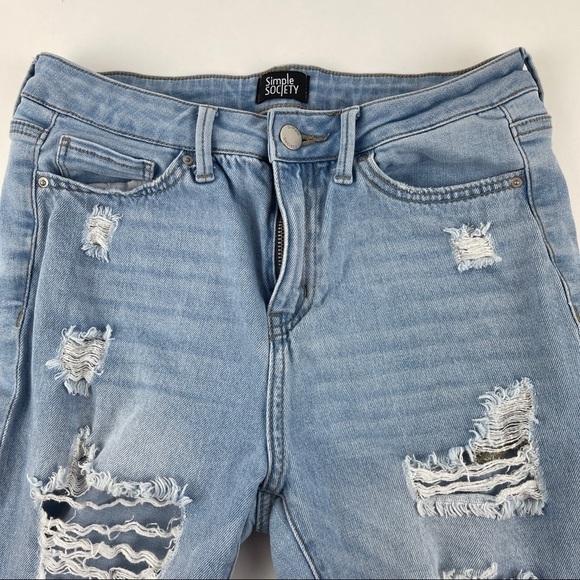 Simple Society Jean Shorts Womens Size 7/28 Distressed Blue Denim - Picture 4 of 9